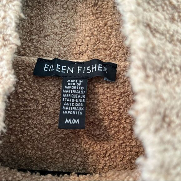 Eileen Fisher Organic Cotton Boucle Funnel Neck Sweater in Tan Size Medium Cozy - Picture 5 of 6